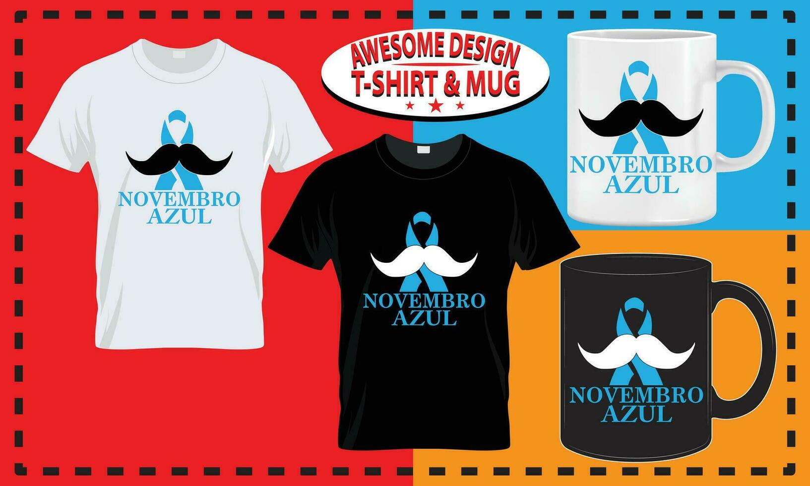 mundo novembro azul camiseta e caneca projeto, melhor vetor para imprimir.