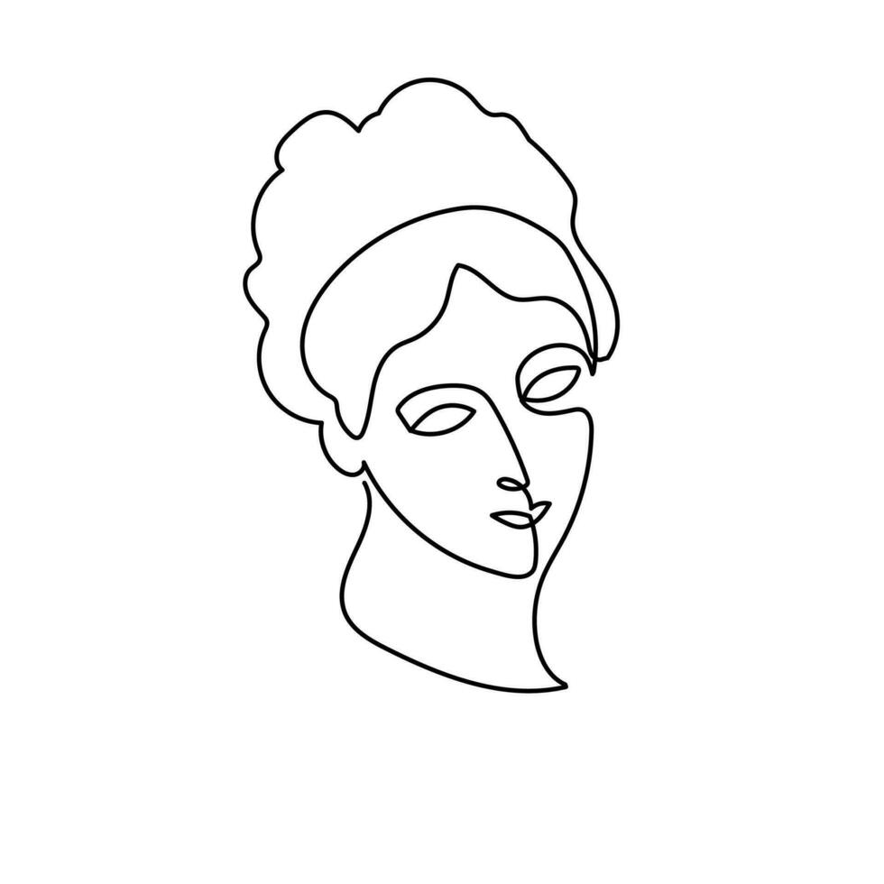 face mulher arte contínuo linha logotipo. beleza menina face e cabelo abstrato contínuo linha ícone gráfico fundo. vetor ilustração