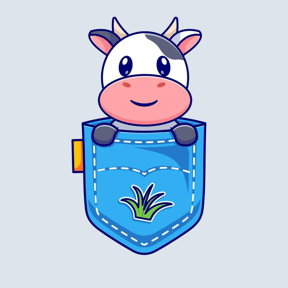 fofa vaca dentro bolso desenho animado vetor ícone ilustração animal natureza ícone conceito isolado