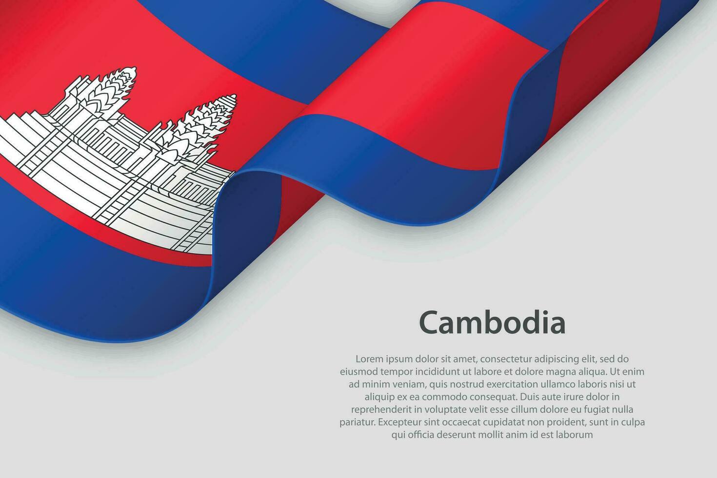 3d fita com nacional bandeira Camboja isolado em branco fundo vetor
