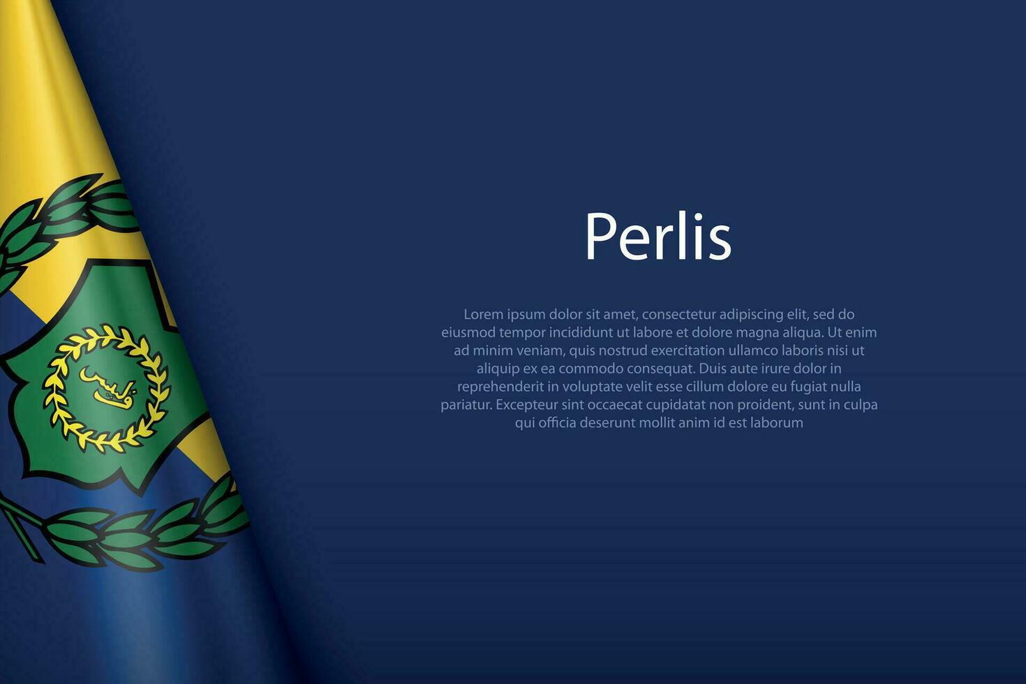 bandeira perlis, Estado do Malásia, isolado em fundo com copyspace vetor