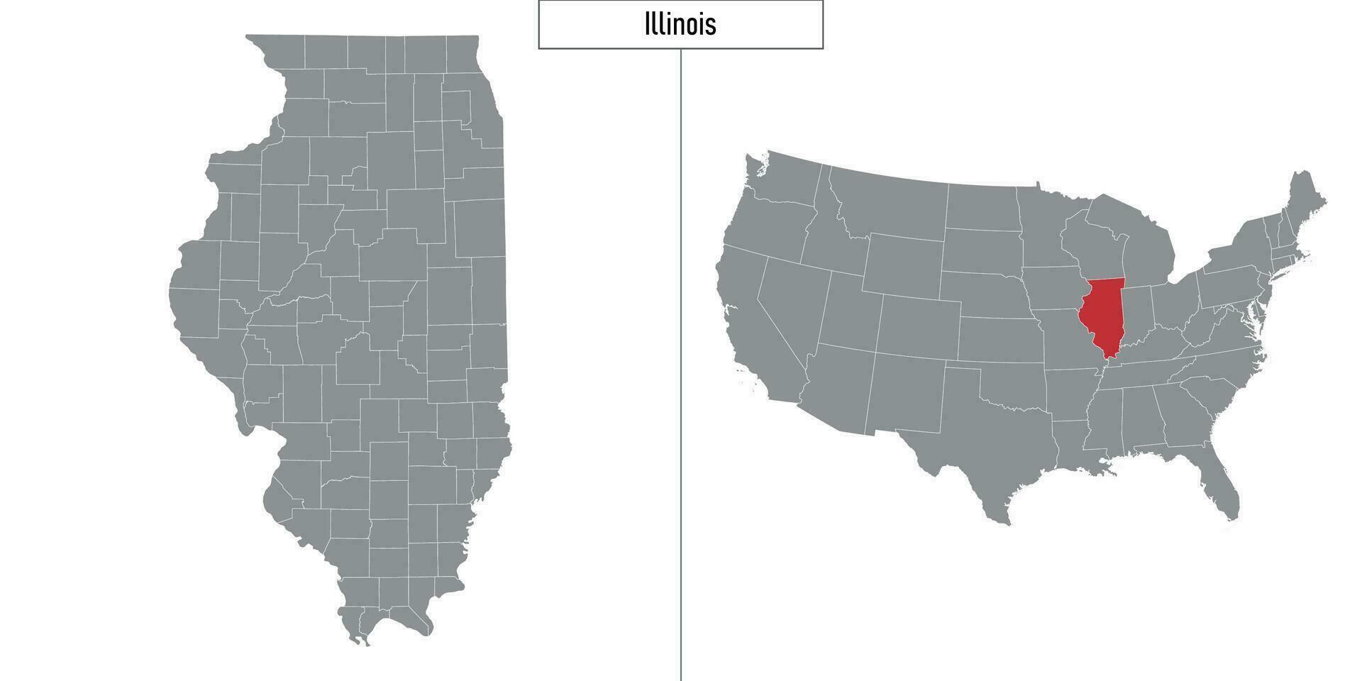 mapa do Illinois Estado do Unidos estados e localização em EUA mapa vetor