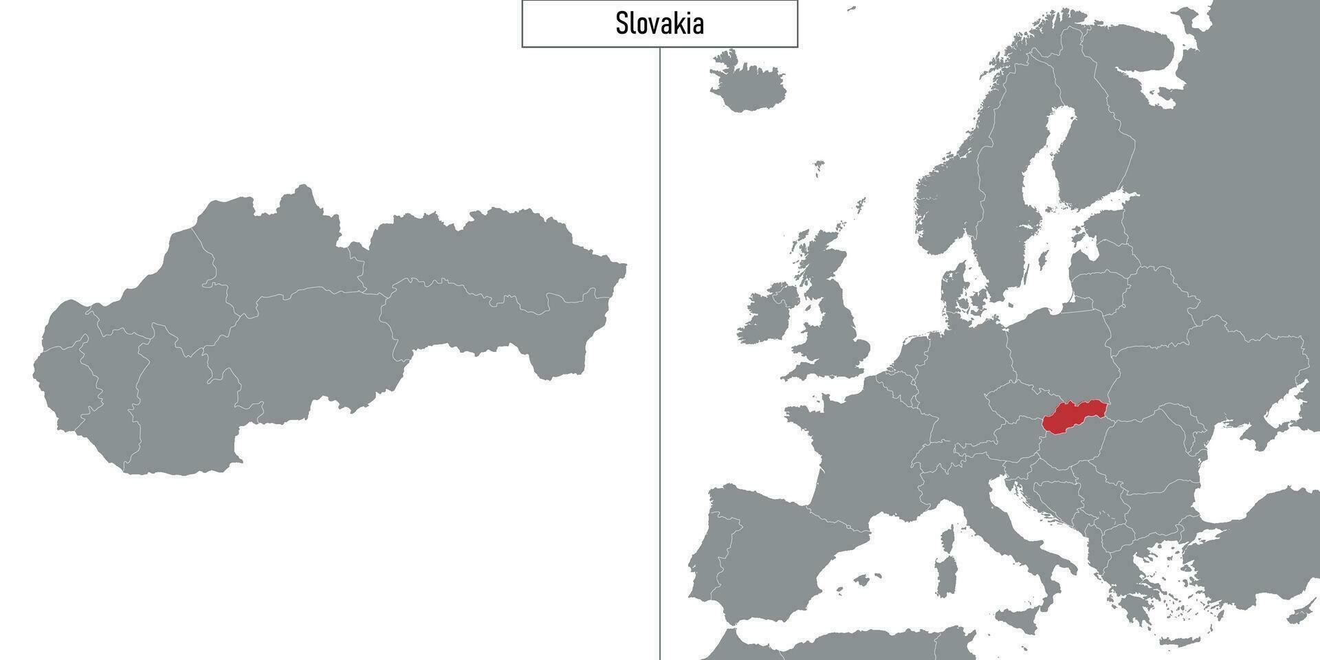 mapa do Eslováquia e localização em Europa mapa vetor