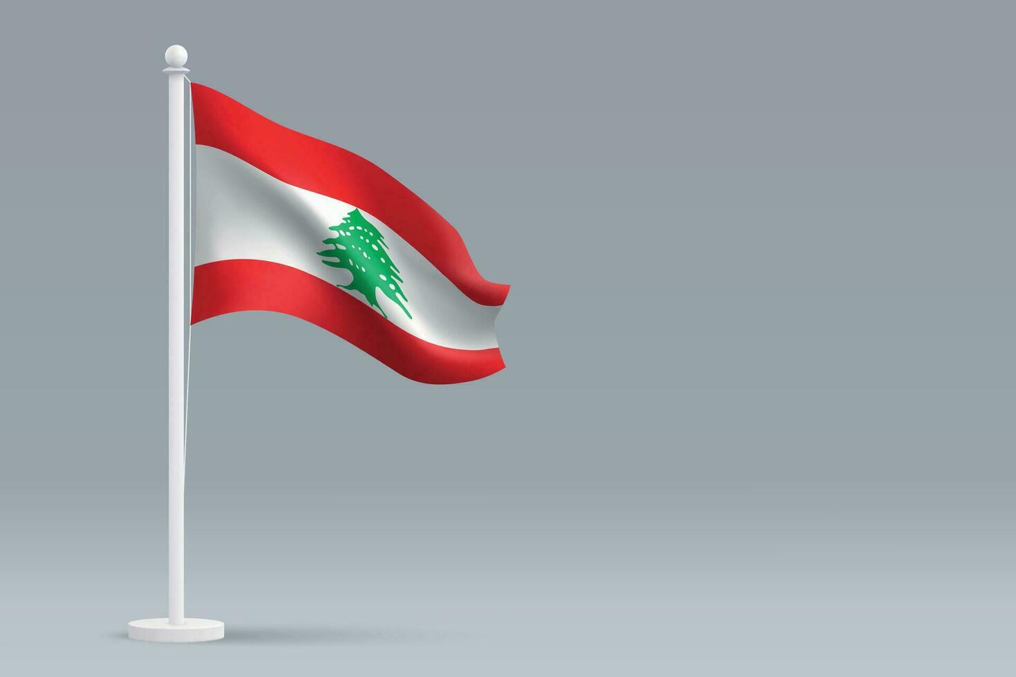3d realista nacional Líbano bandeira isolado em cinzento fundo vetor
