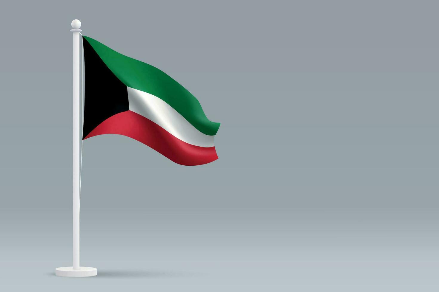 3d realista nacional Kuwait bandeira isolado em cinzento fundo vetor
