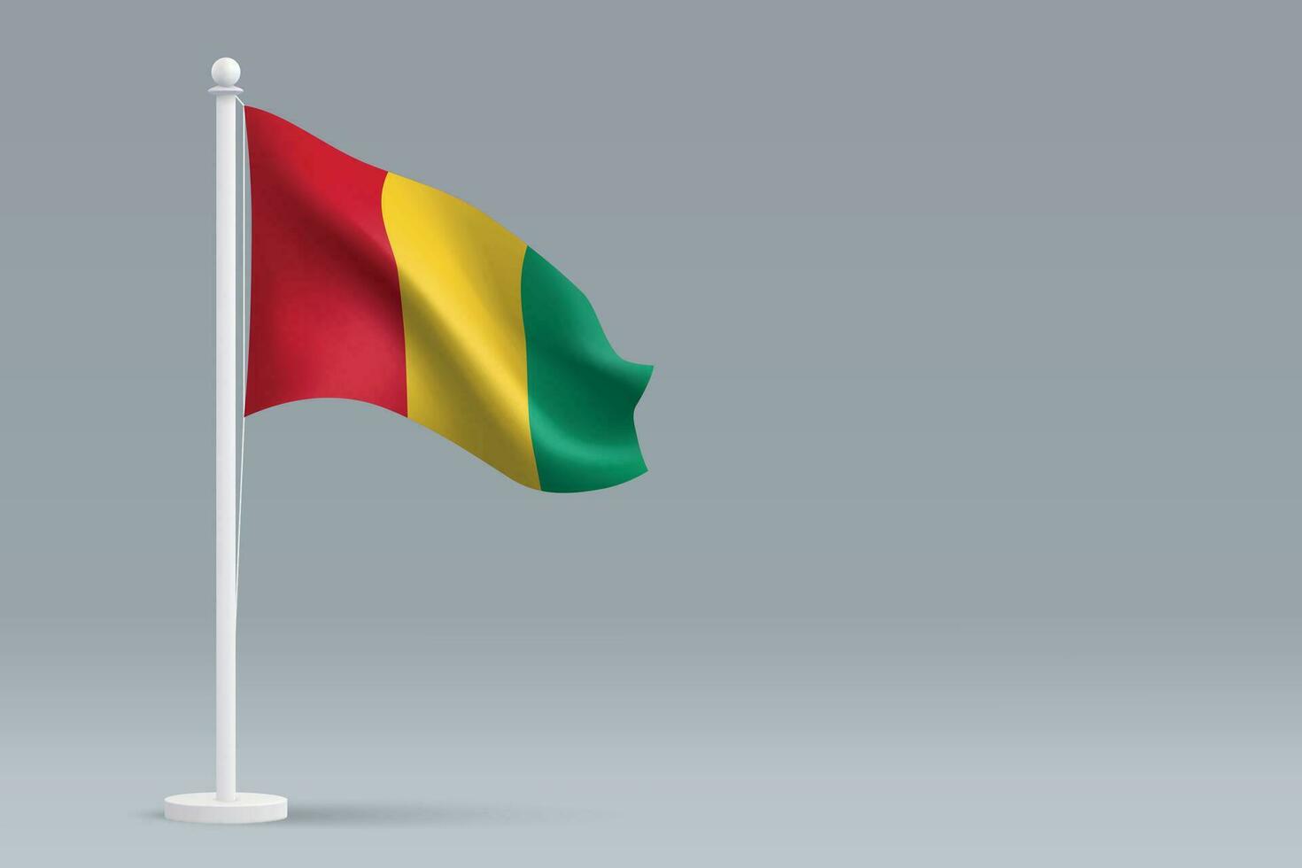 3d realista nacional Guiné bandeira isolado em cinzento fundo vetor