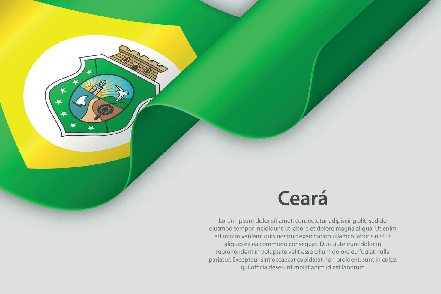 3d fita com bandeira ceara. brasileiro estado. isolado em branco fundo vetor