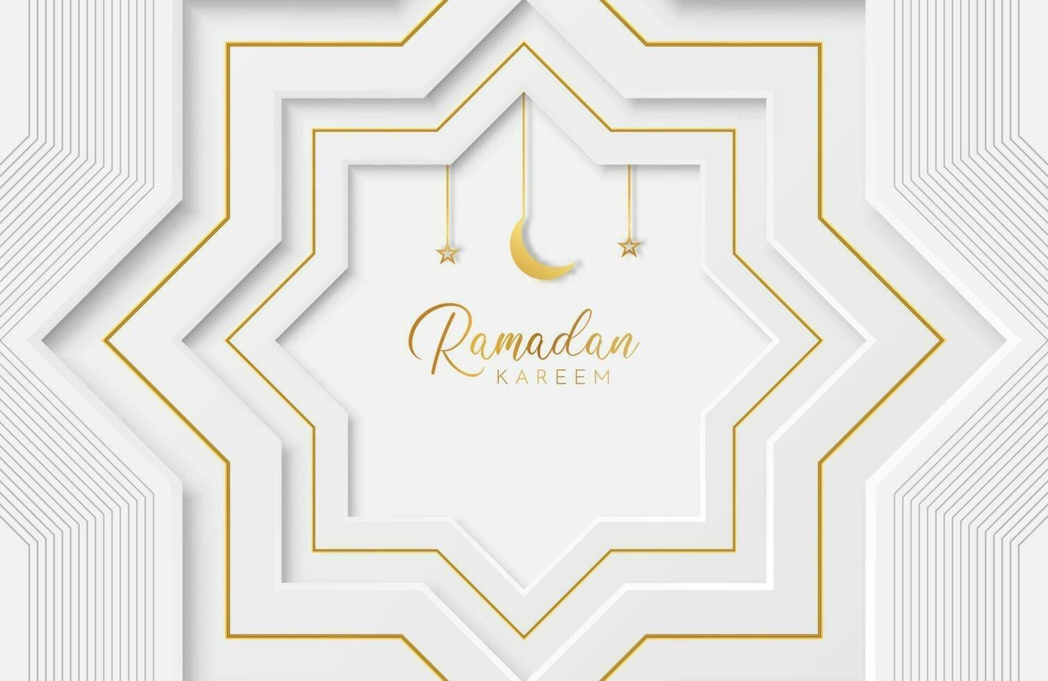 Ilustração em vetor ramadan kareem com papel branco cortado em forma geométrica para celebrações do mês sagrado islâmico