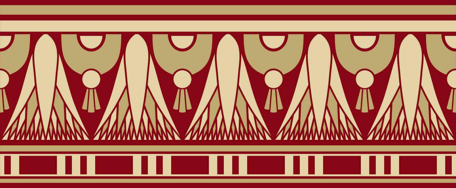 vetor antigo dourado e vermelho egípcio desatado ornamento. sem fim nacional étnico fronteira, quadro, Armação