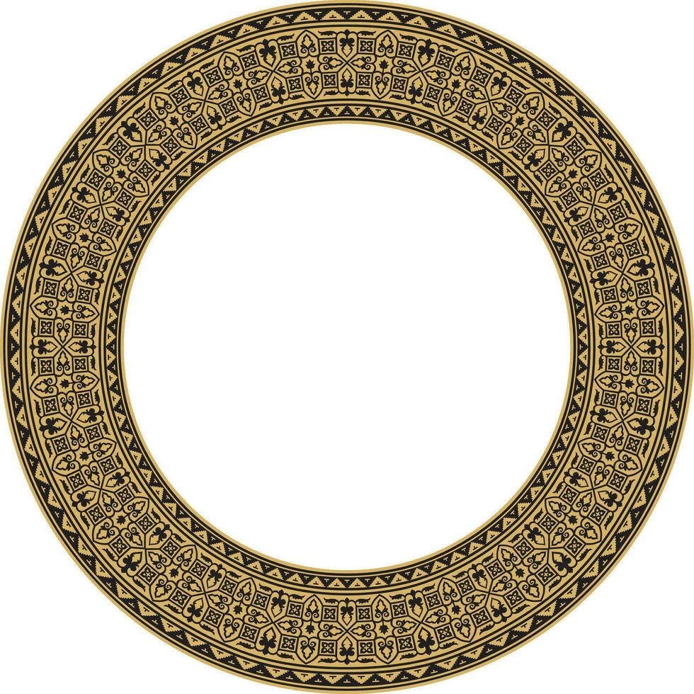 vetor ouro volta bizantino fronteira, quadro. círculo grego padrão, desenhando do a Oriental romano Império. decoração do a russo ortodoxo Igreja