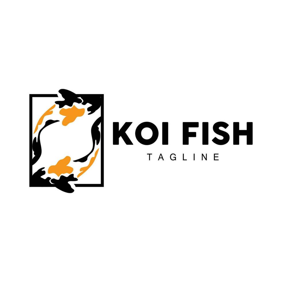 design de logotipo de peixe koi, vetor de peixe ornamental chinês de sorte e triunfo, ícone de peixe dourado da marca da empresa