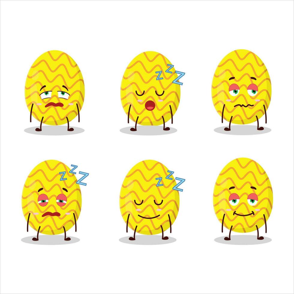 desenho animado personagem do amarelo Páscoa ovo com sonolento expressão vetor