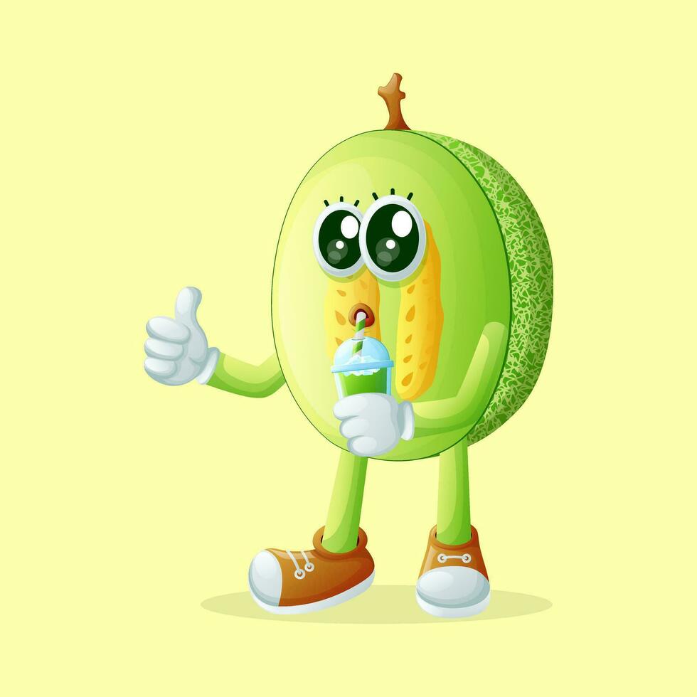 melada Melão personagem bebendo uma verde batido vetor