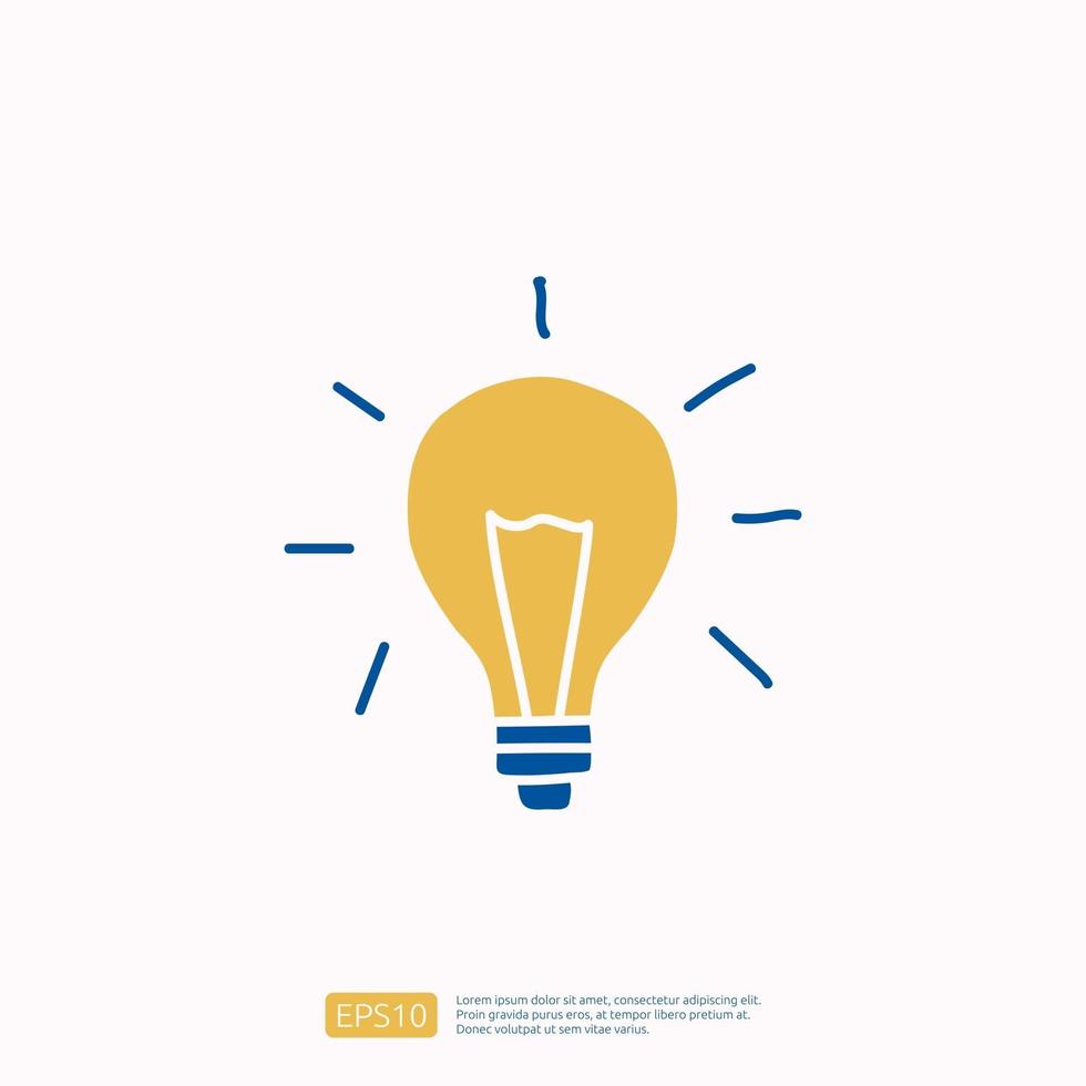 criatividade relacionada ao conceito de ícone do doodle com o símbolo da lâmpada do bulbo. design criativo, desenho, ideia, inspiração, brainstorming, inicialização e pensar ilustração vetorial vetor