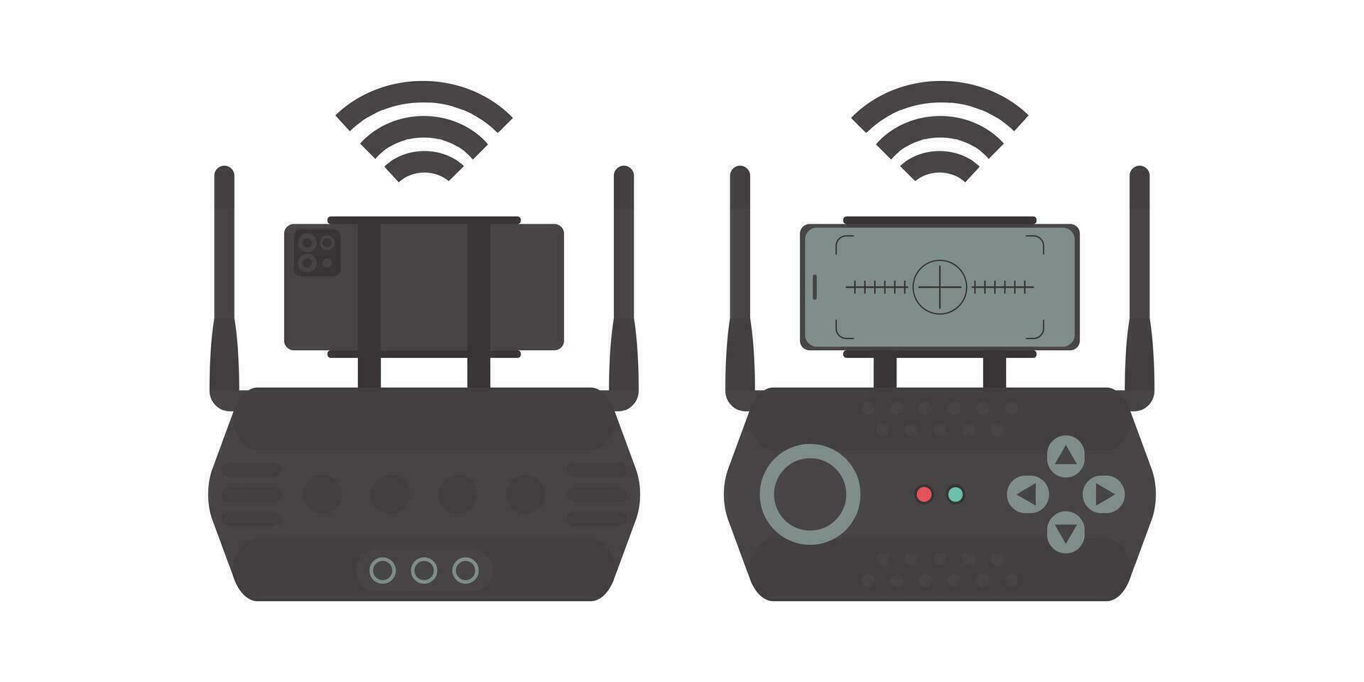 controlo remoto ao controle para zangão e quadricóptero. isolado. vetor ilustração.