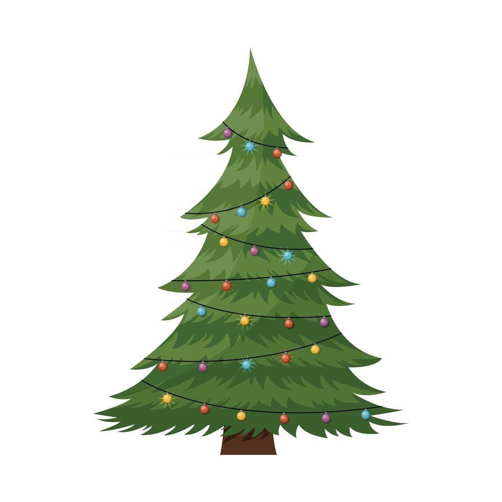 árvore de Natal com guirlandas vetor