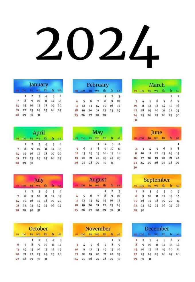 calendário para 2024 isolado em uma branco fundo vetor