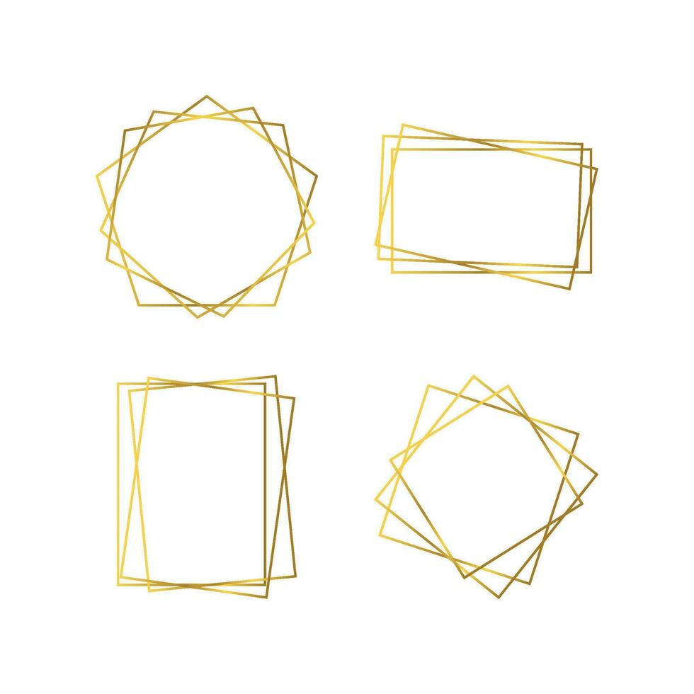 moldura poligonal geométrica dourada vetor