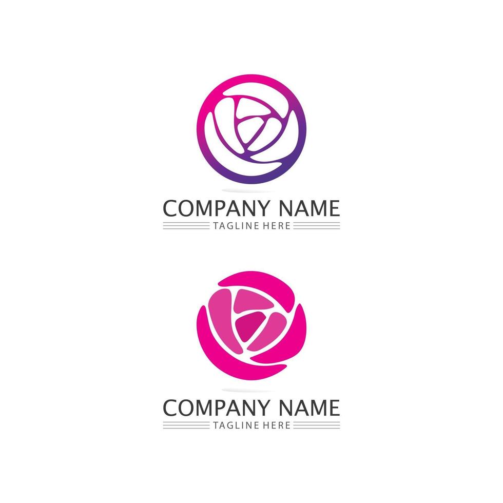 flor conjunto logotipo de vetor e design para design de negócios natureza ícone jardim e flor de beleza