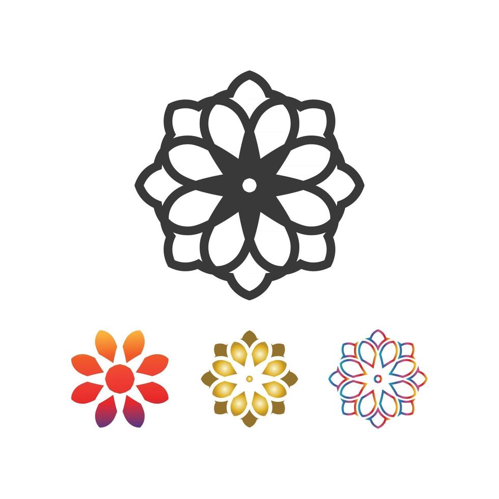 mandala de design de ícone de vetor de flores e beleza abstrata natureza logotipo negócios e cuidados