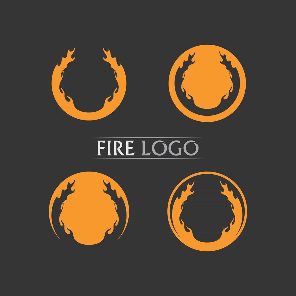 design de logotipo de fogo e chama e ícone de flamming laranja vetor definido objeto de ilustração