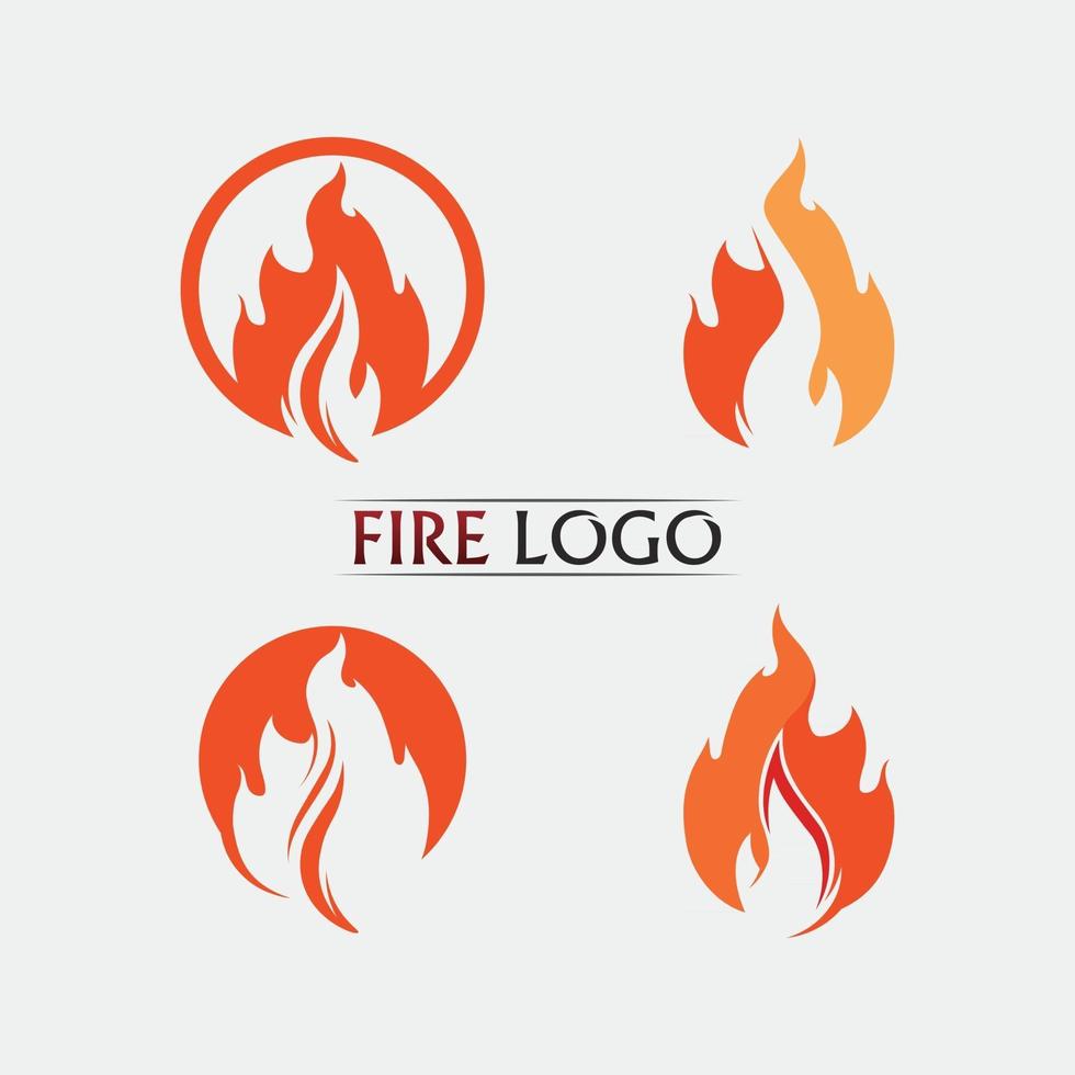 design de logotipo de fogo e chama e ícone de flamming laranja vetor definido objeto de ilustração