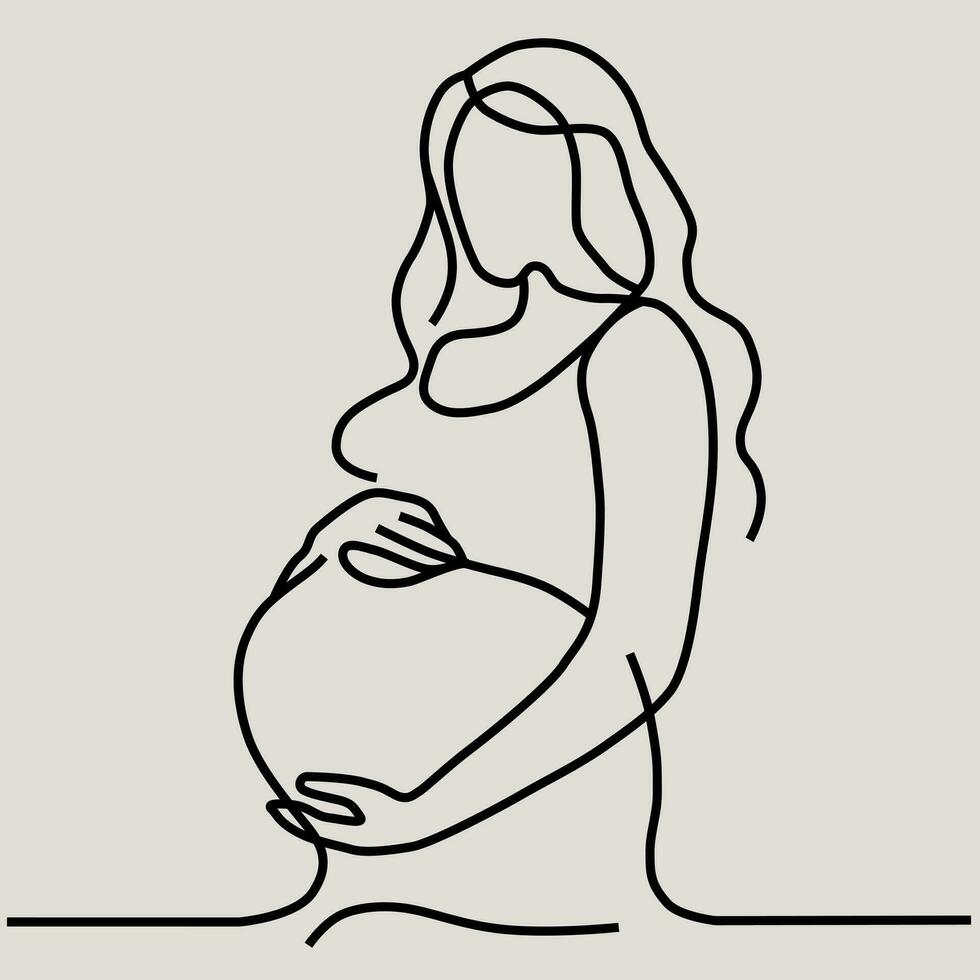contorno do uma grávida mulher vetor