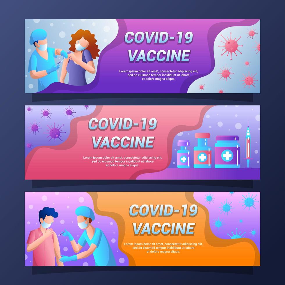 covid 19 design de banner de vacinação vetor