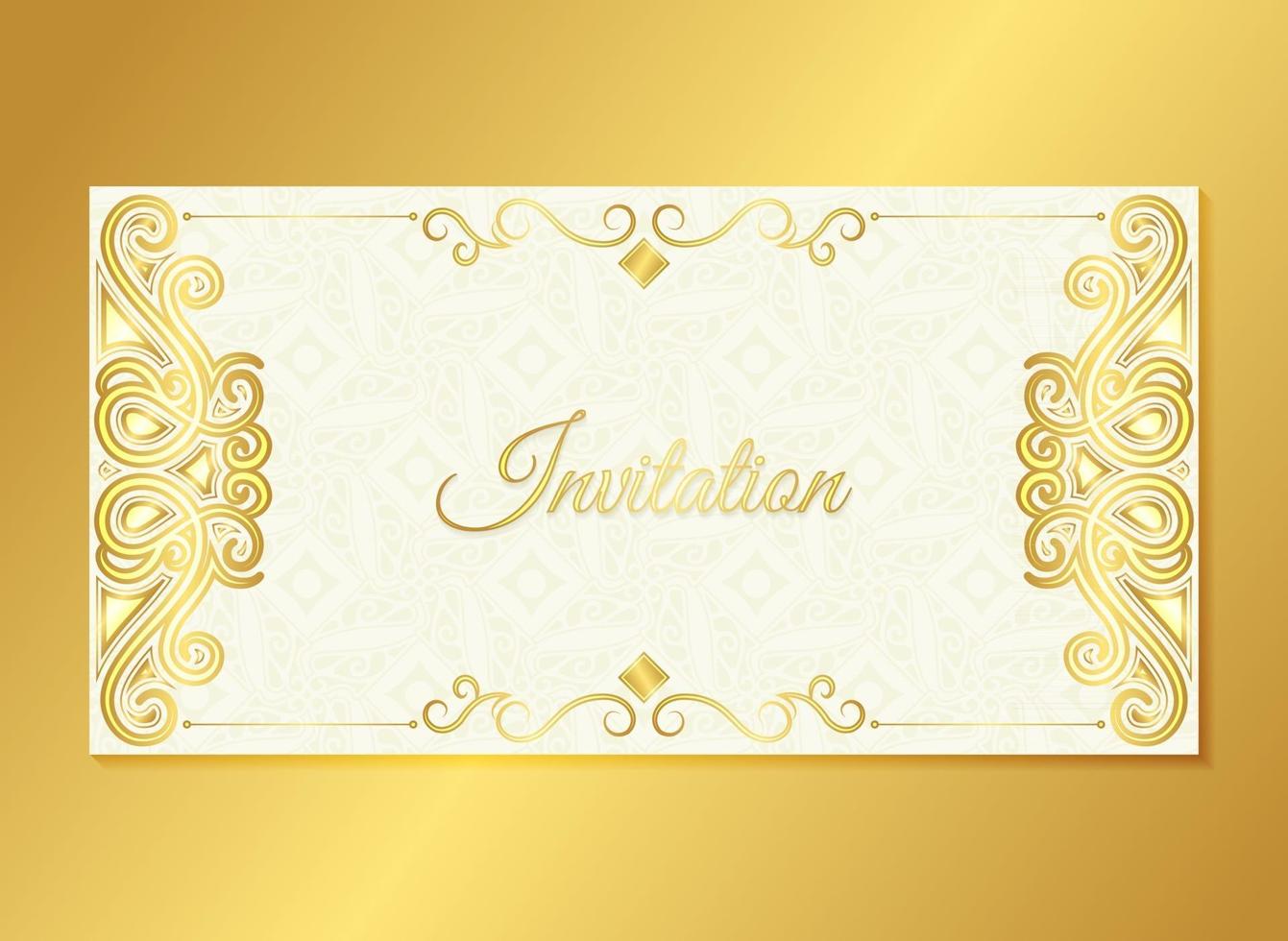 convite dourado estilo de fundo padrão ornamental vetor