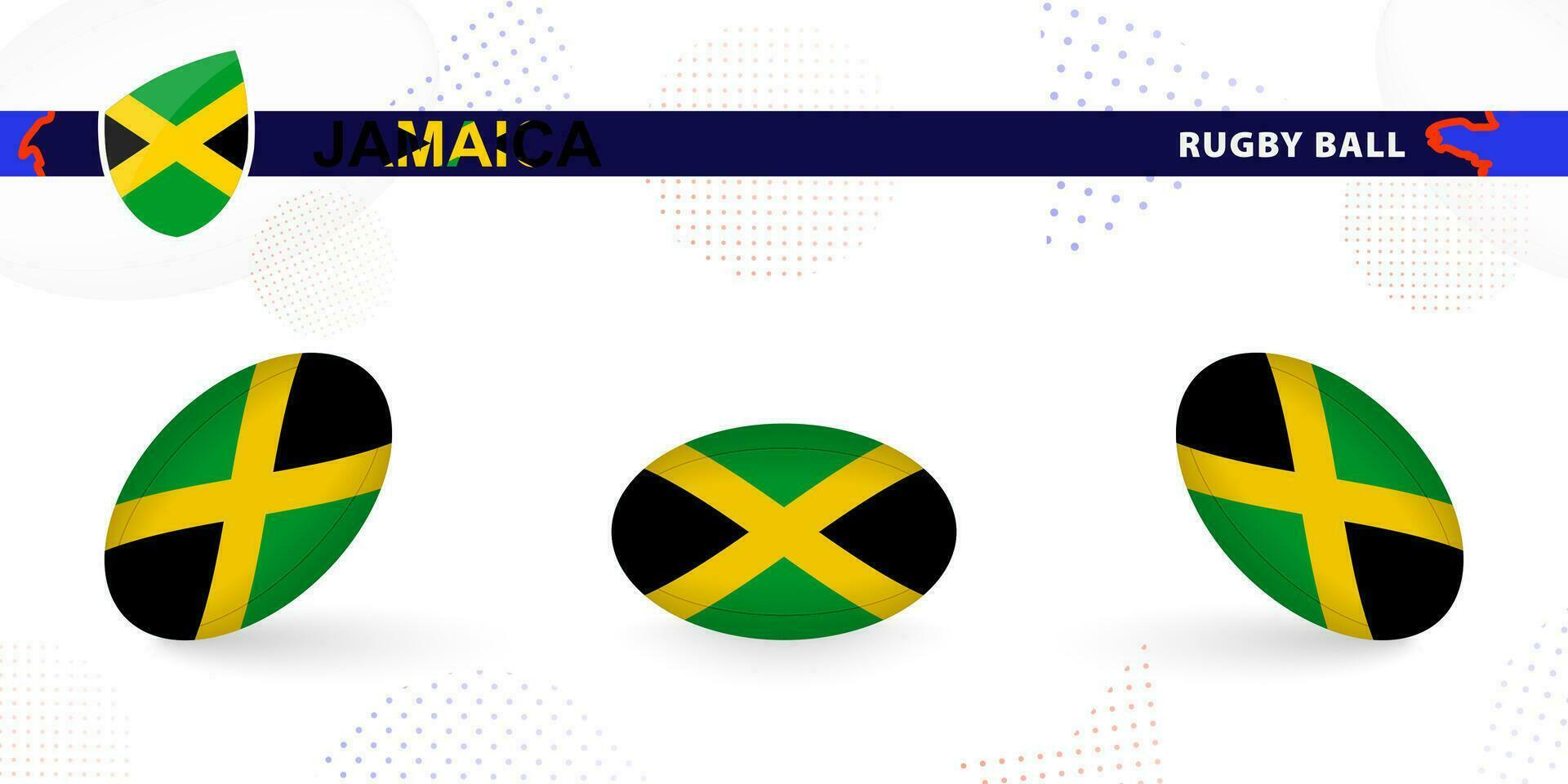 rúgbi bola conjunto com a bandeira do Jamaica dentro vários ângulos em abstrato fundo. vetor