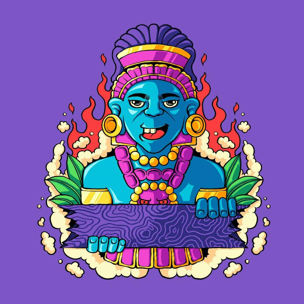 asteca desenho animado mascote vetor