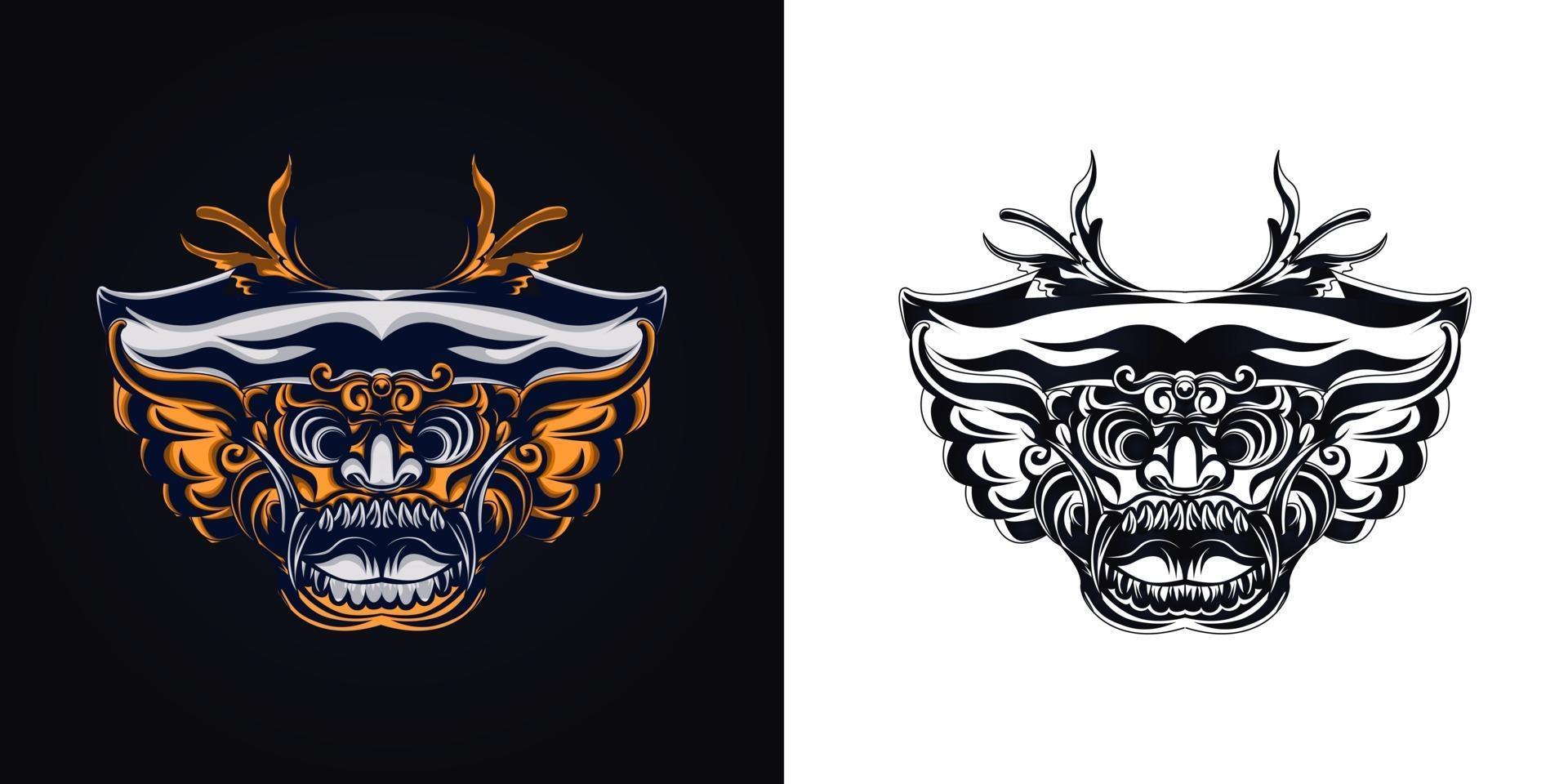 ilustração em vetor logotipo mascote balinesa de cultura barong