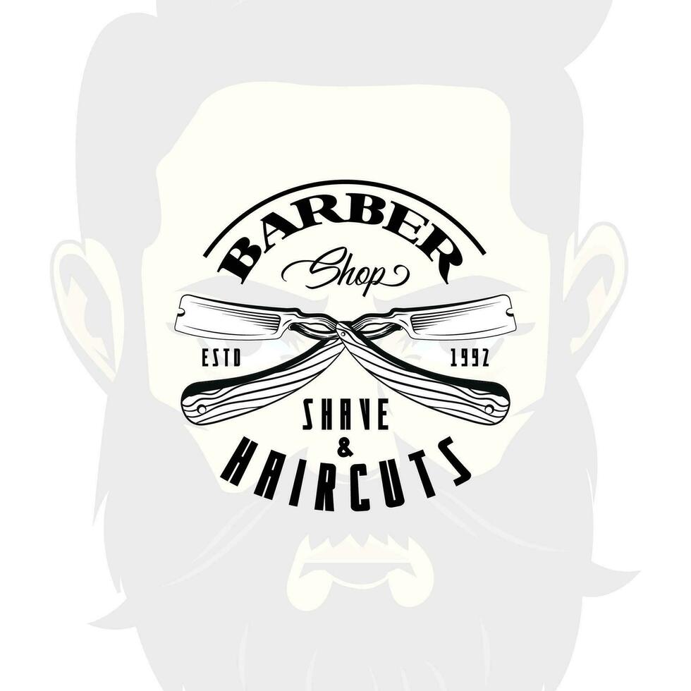 vintage barbearia emblemas, rótulos, Distintivos, logotipos. em camadas. texto é em separado camada. isolado em branco fundo vetor