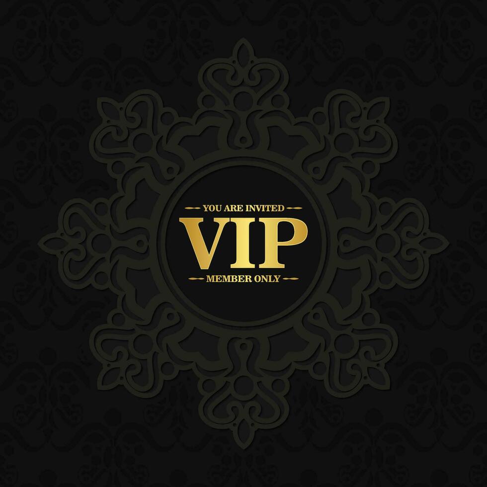 cartão VIP escuro de luxo em textura de ornamento vetor