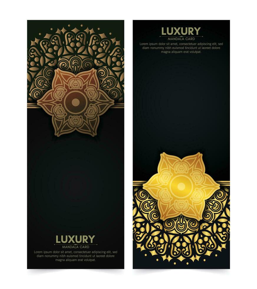 cartão decorativo mandala luxo na cor ouro vetor