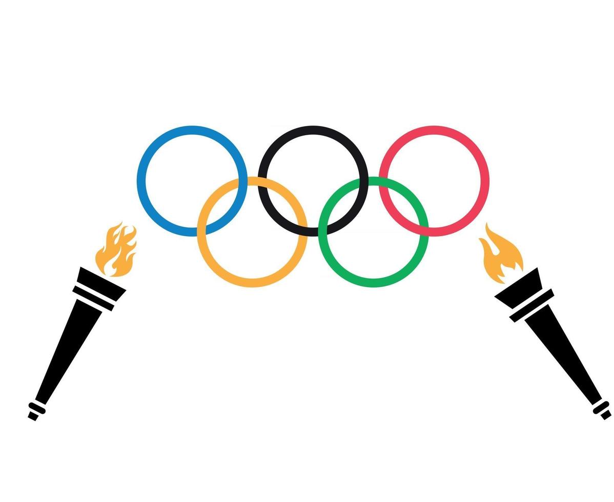 símbolo oficial jogos olímpicos tokyo 2020 japão e tocha fogo desenho vetorial abstrato ilustração logotipo sinal ícone vetor