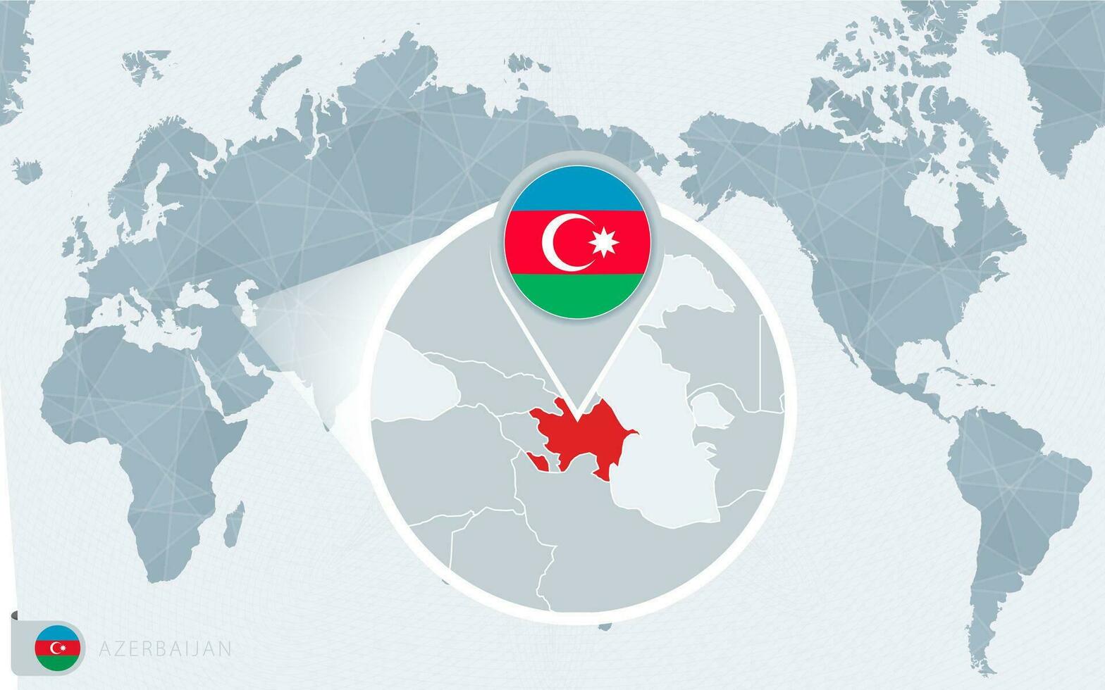 pacífico centrado mundo mapa com ampliado Azerbaijão. bandeira e mapa do Azerbaijão. vetor