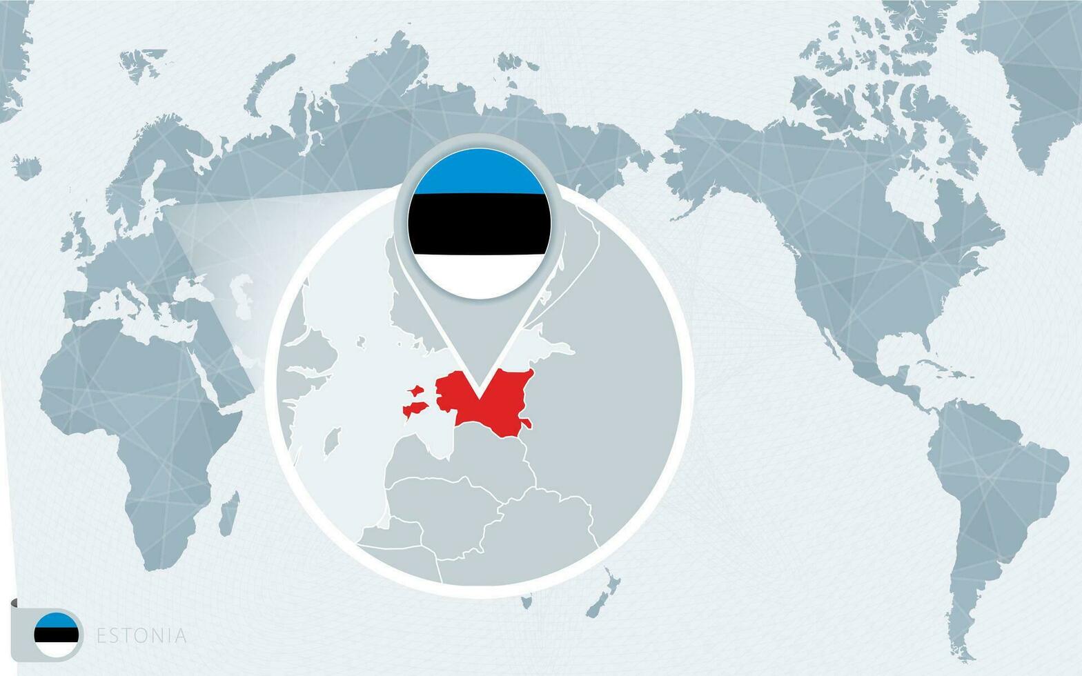 pacífico centrado mundo mapa com ampliado Estônia. bandeira e mapa do Estônia. vetor