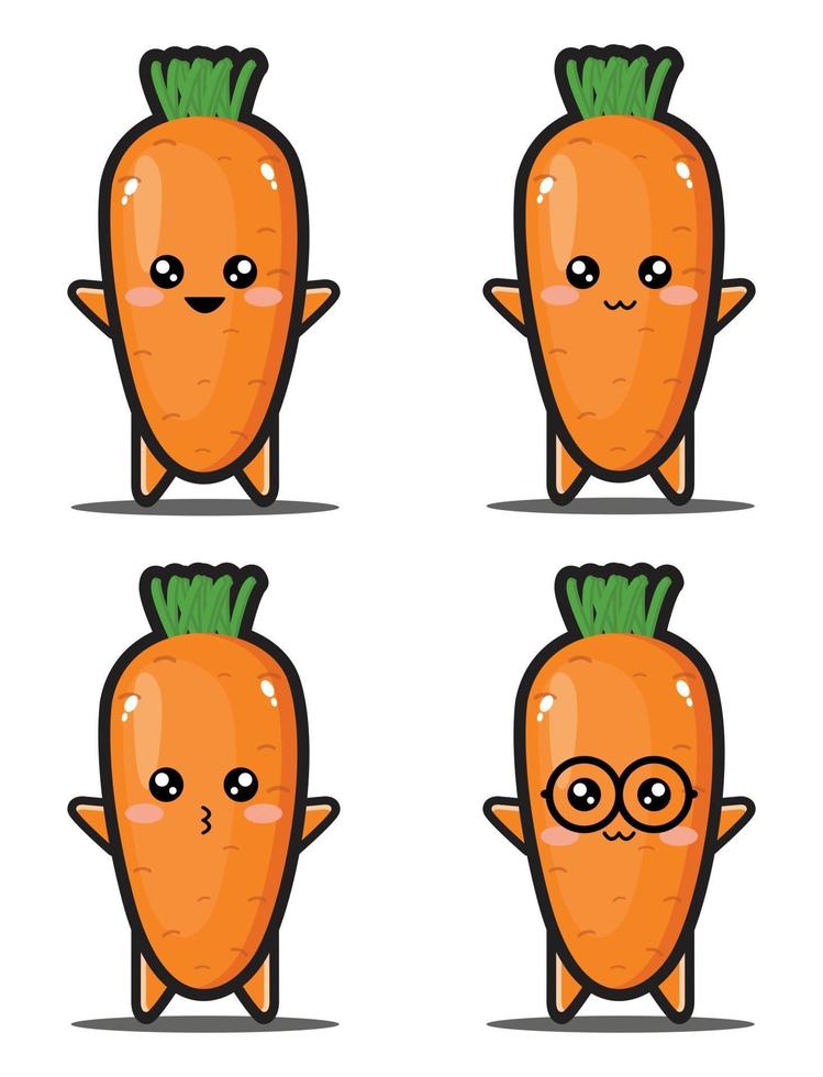 desenho bonito cenoura vegetal kawaii design premium vetor
