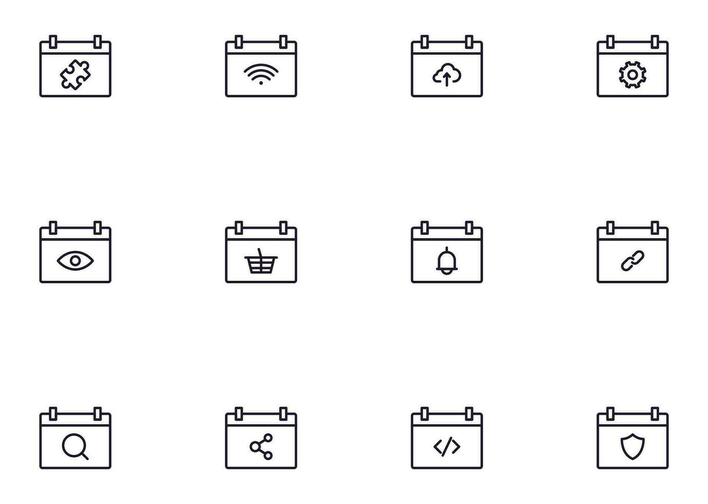 coleção do moderno calendário esboço ícones. conjunto do moderno ilustrações para Móvel aplicativos, rede sites, panfletos, faixas etc isolado em branco fundo. Prêmio qualidade sinais vetor