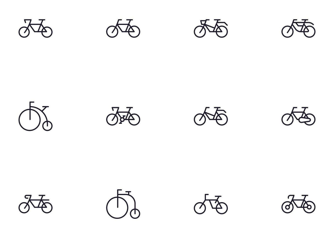 coleção do moderno bicicleta esboço ícones. conjunto do moderno ilustrações para Móvel aplicativos, rede sites, panfletos, faixas etc isolado em branco fundo. Prêmio qualidade sinais. vetor