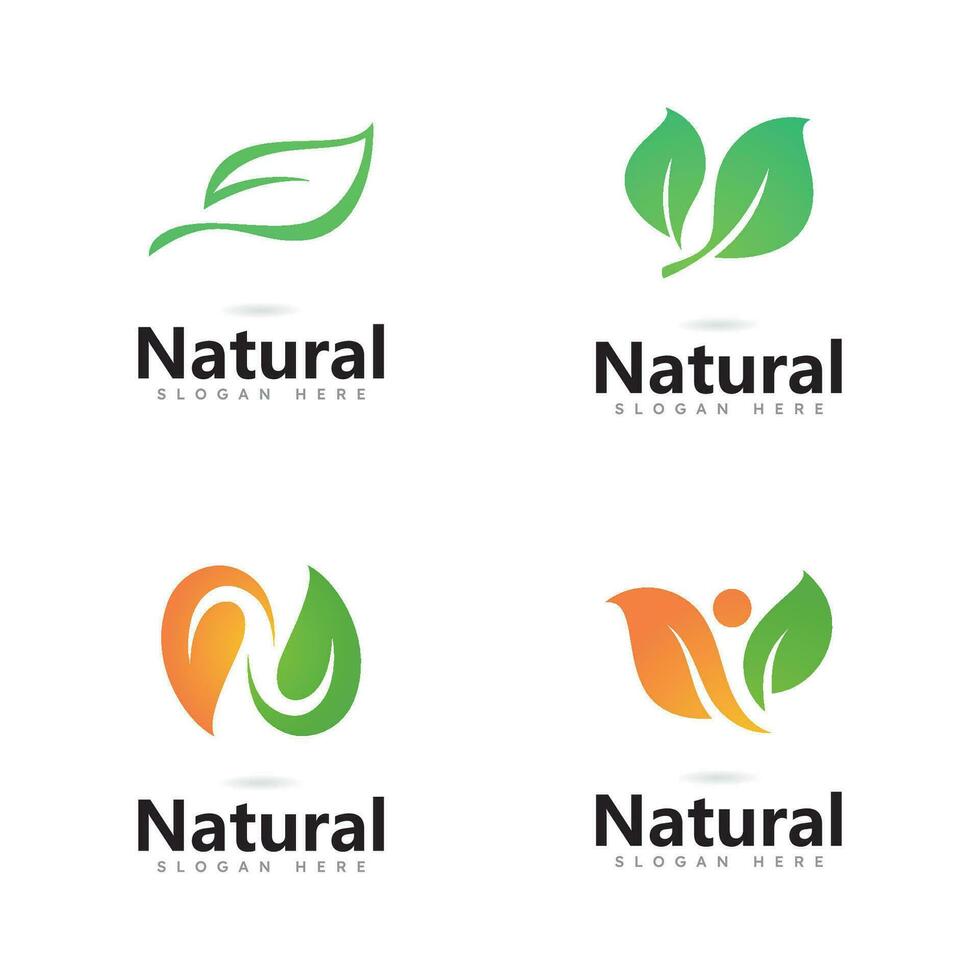 design de logotipo de vetor de folha de árvore