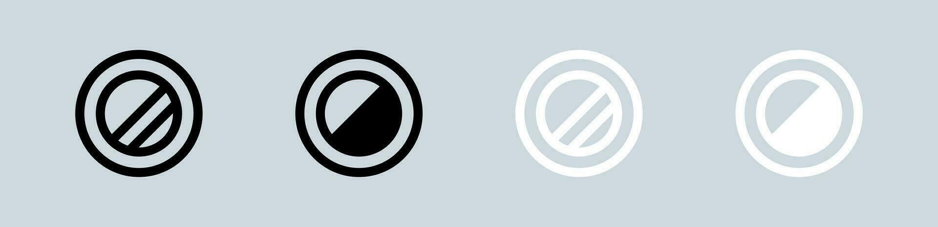 contraste ícone conjunto dentro Preto e branco. brilho sinais vetor ilustração.