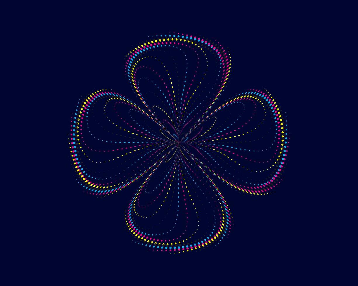 uma colorida flor com pontos em azul fundo, cmyk meio-tom ponto efeito vetor