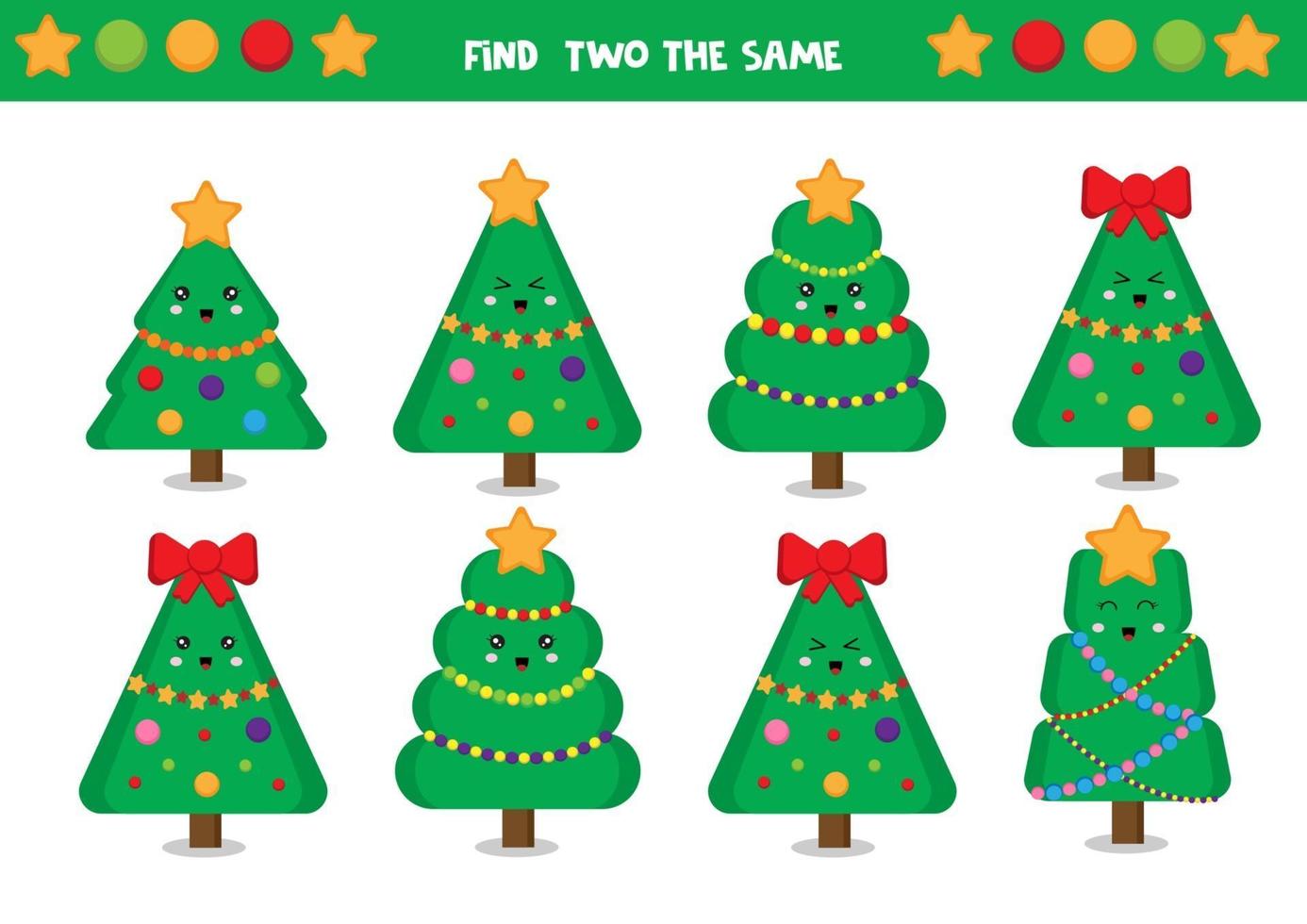 encontre duas árvores de natal iguais. vetor