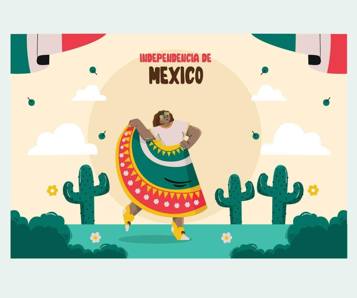 fundo México independência dia celebração vetor