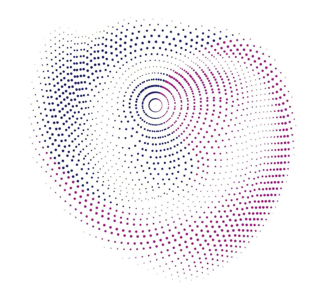uma azul e Rosa pontilhado coração forma meio-tom ponto padronizar fundo vetor ilustração, abstrato onda vetor ilustração com meio-tom ponto efeito em branco fundo