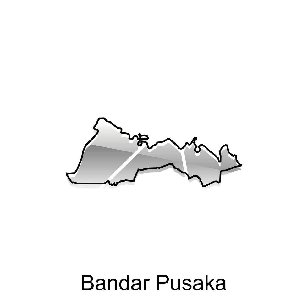 mapa do Bandar pusaka cidade moderno contorno, Alto detalhado vetor ilustração Projeto modelo, adequado para seu companhia