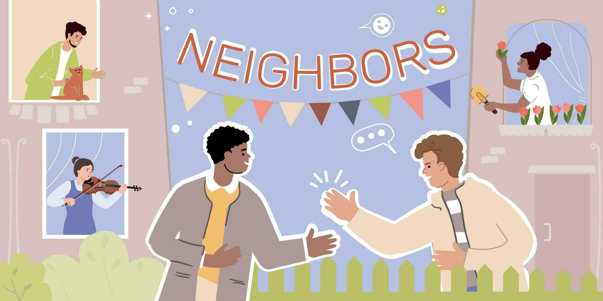 festivo vizinhos plano colagem vetor