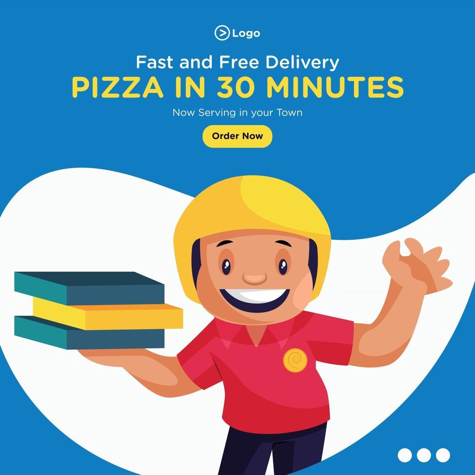 modelo de design de banner de pizza em 30 minutos vetor